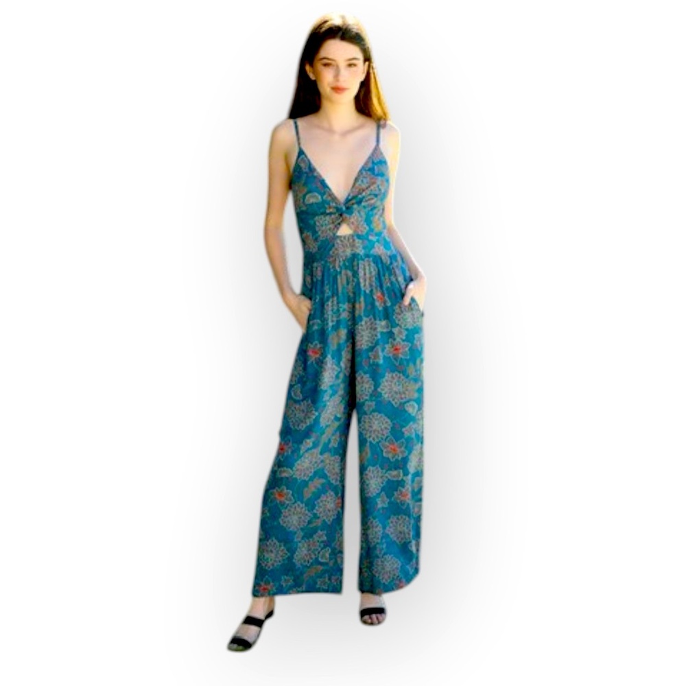 Angie Floral Jumpsuit With Pockets